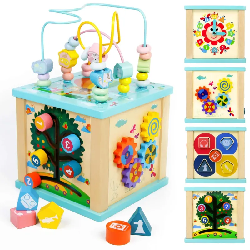 Motor skills cube toy 5 in 1 motor skills toy Baby toy with motor skills loop Activity Center Baby