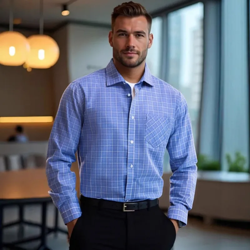 Herren Karierte Baumwollhemd – Arvello