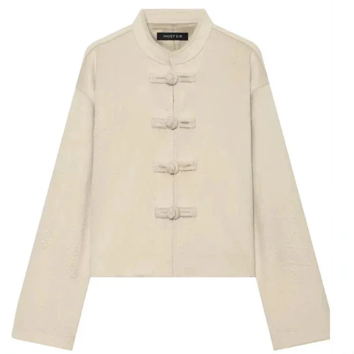 Damen Cropped Jacke im Mandarin‑Stil mit Knebelverschlüssen und kastiger Silhouette Echo Archiv