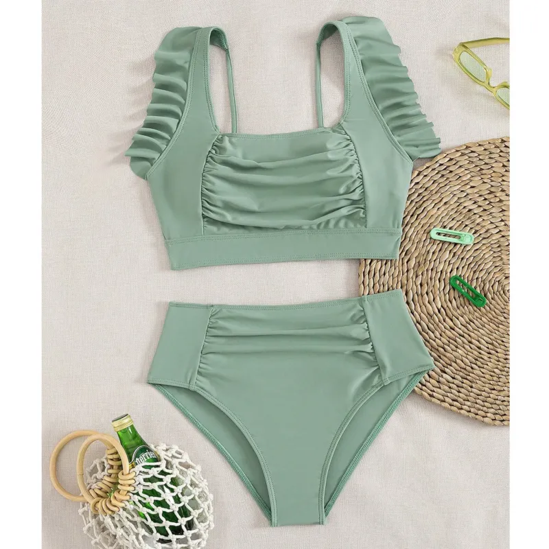 Damen Hochtaillierter Bikini mit Rüschendetails – Maréssa