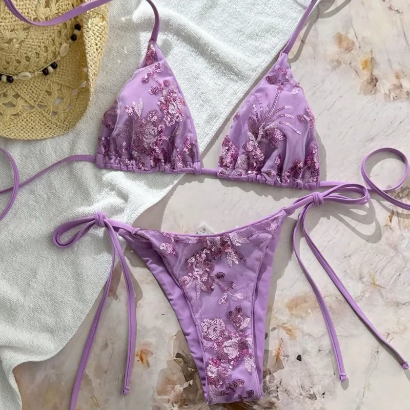 Damen Glamouröser Triangel-Bikini mit Glitzerelementen – Maréssa